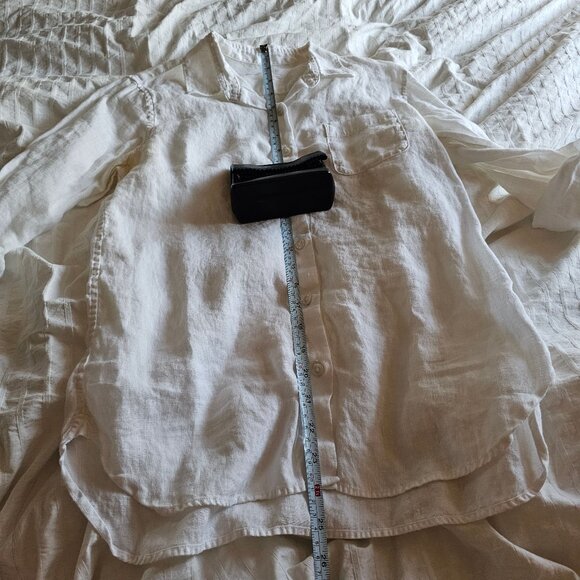 Muji 100% Linen Button-Down Shirt - 2019 - White - Sz S - Picture 10 of 13